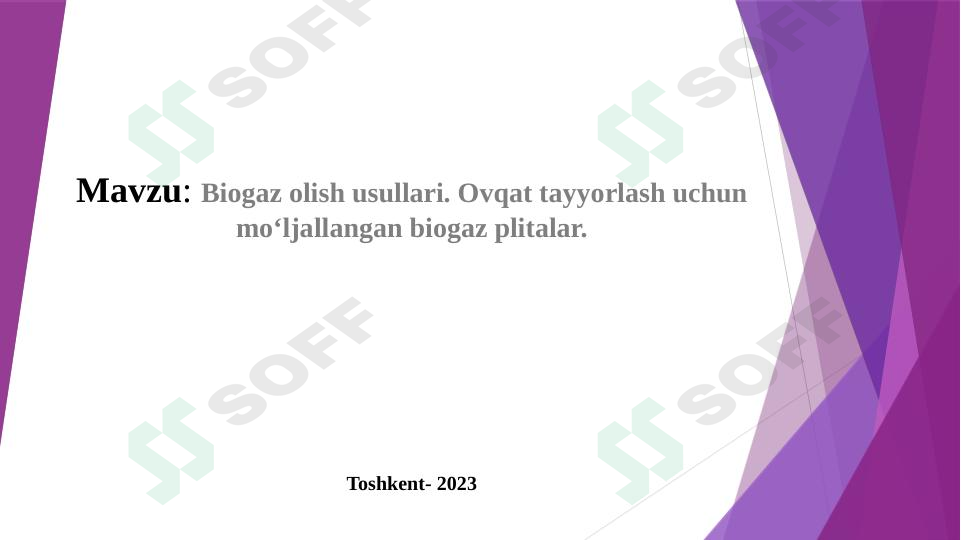 Biogaz olish usullari. Ovqat tayyorlash uchun mo‘ljallangan biogaz plitalar.