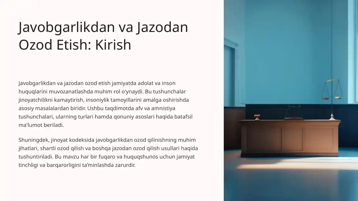 Javobgarlikdan va Jazodan Ozod Etish. Taqdimot