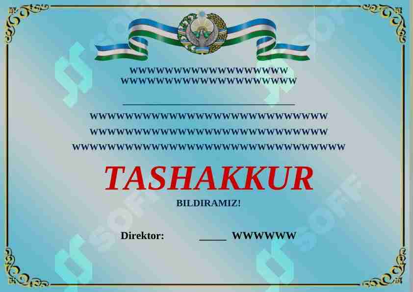 12 XIL TASHAKKURNOMA SHABLONI