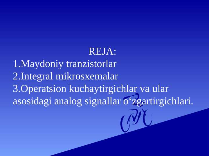 Maydoniy tranzistorlar va integral mikrosxemalar
