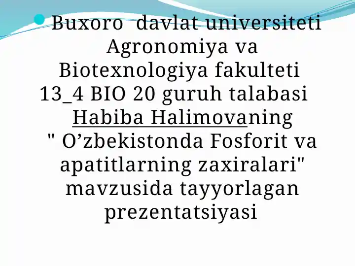 O’zbekistonda Fosforit va apatitlarning zaxiralari