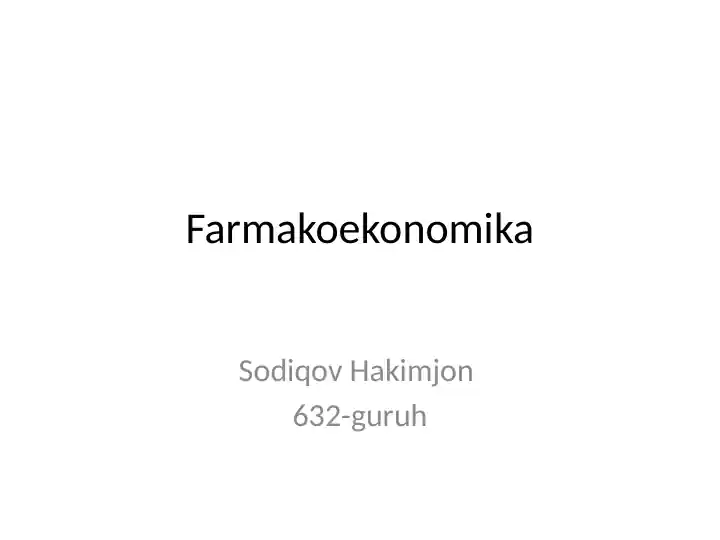 Farmakoekonomika