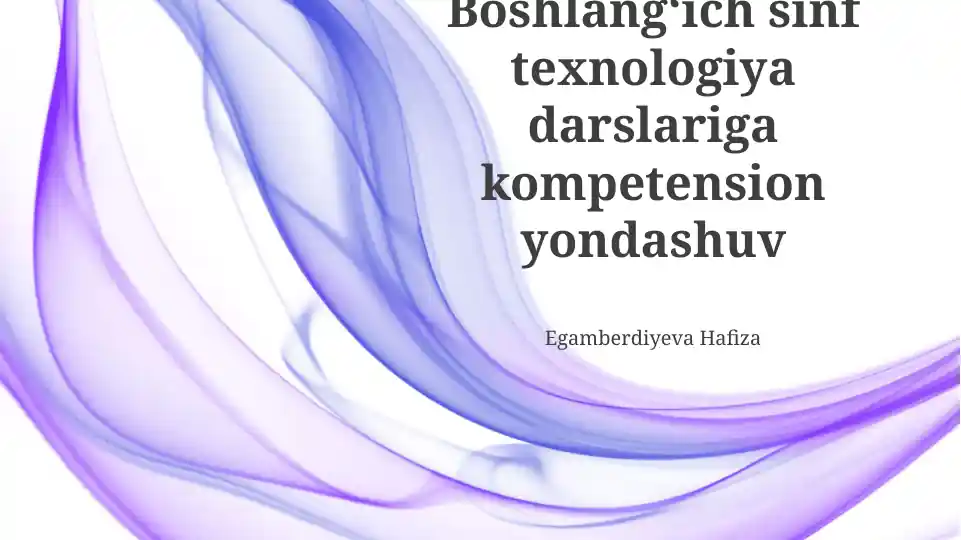 Boshlang'ich Sinf Texnologiya Darslariga Kompetension Yondashuv