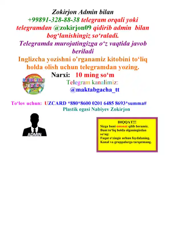 Inglizcha yozishni o'rganamiz kitobi