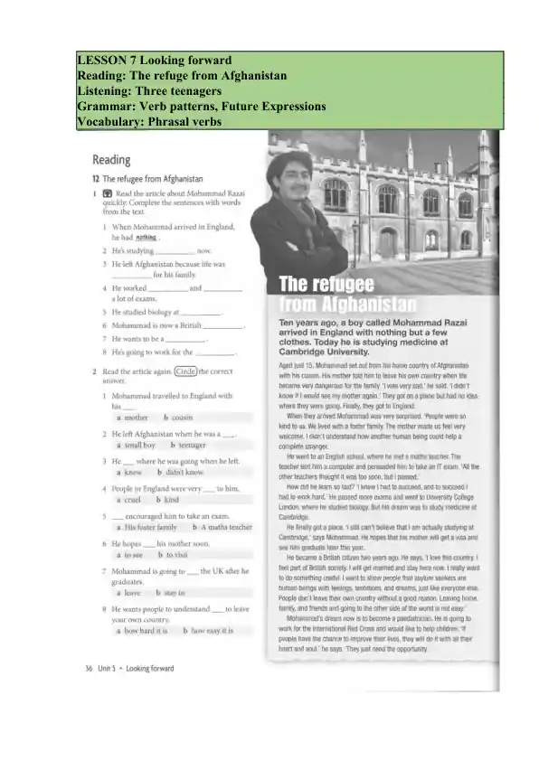 LESSON 7 Looking forward