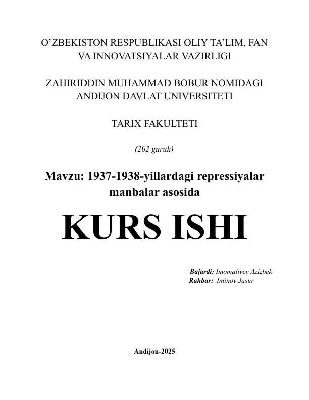 1937-1938-yillardagi repressiyalar manbalar asosida