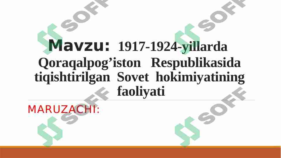 1917-1924-yillarda Qoraqalpog'iston Respublikasida tiqishtirilgan Sovet hokimiyatining faoliyati