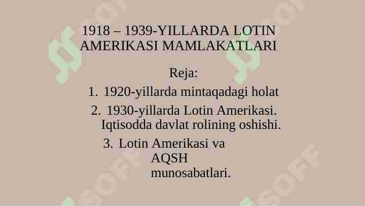 1918 β 1939-YILLARDA LOTIN AMERIKASI MAMLAKATLARI