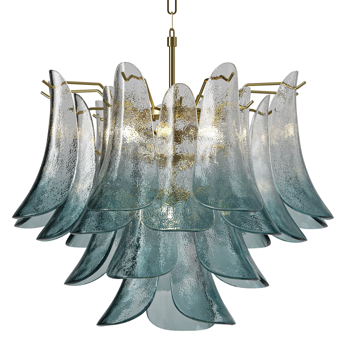 Blue Murano Style Glass Petals Chandelier