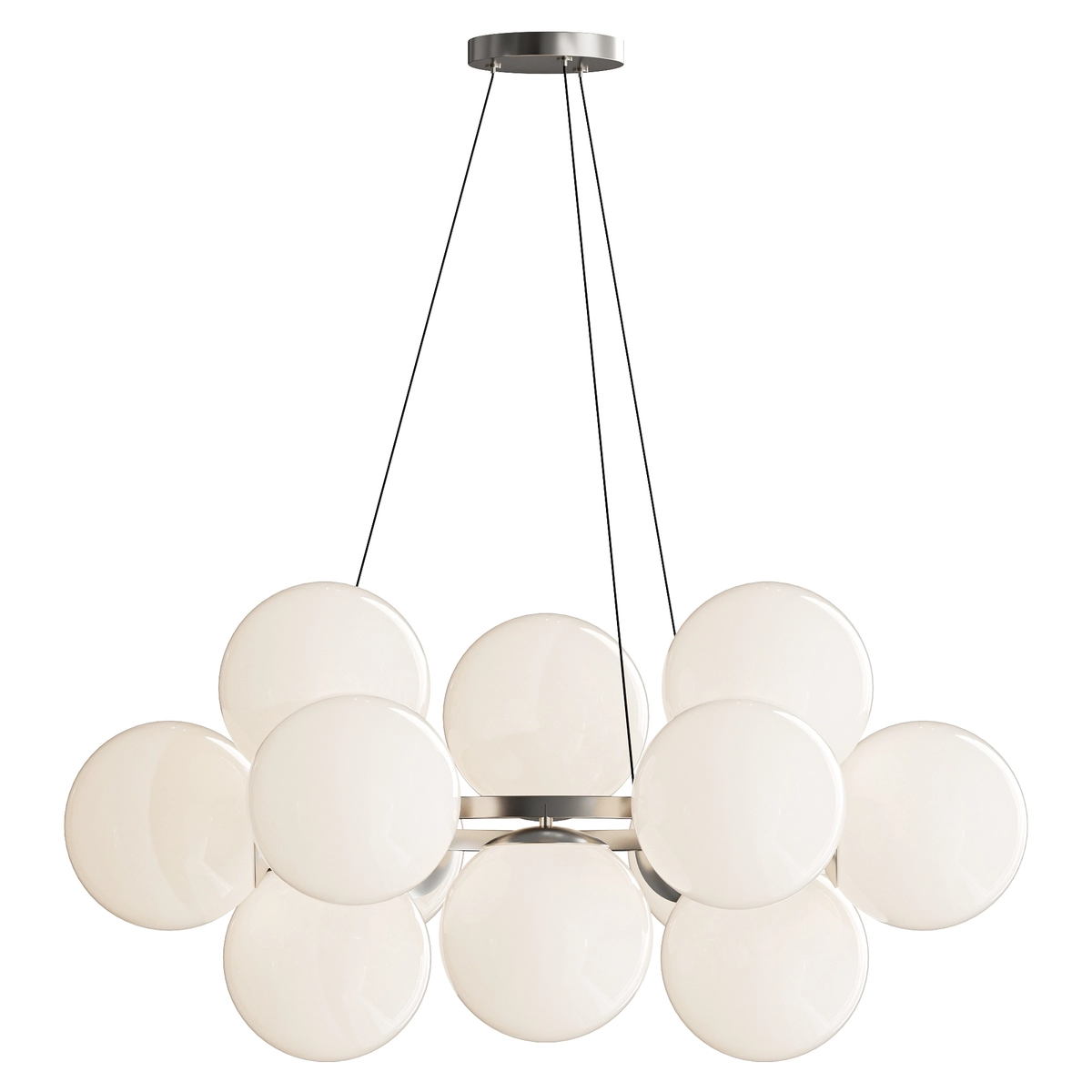 MyFar Aerton Nickel White Glass Molecule Chandelier 12 Light