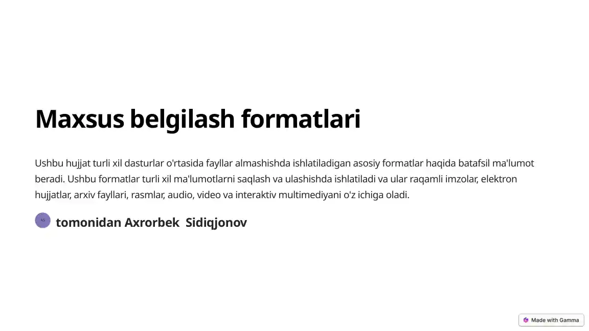 Maxsus belgilash formatlari