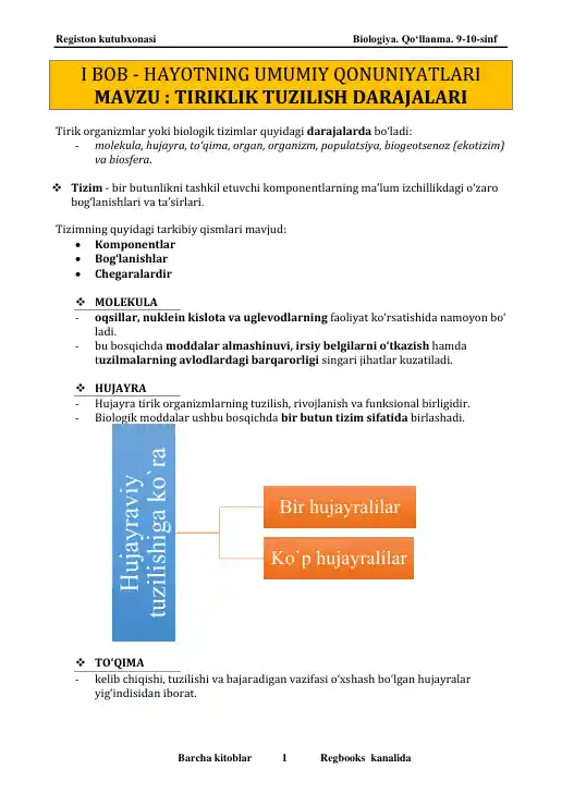 Biologiya qulay qo'llanma 9-10-sinflar
