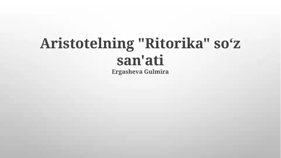 Aristotelning "Ritorikasi"