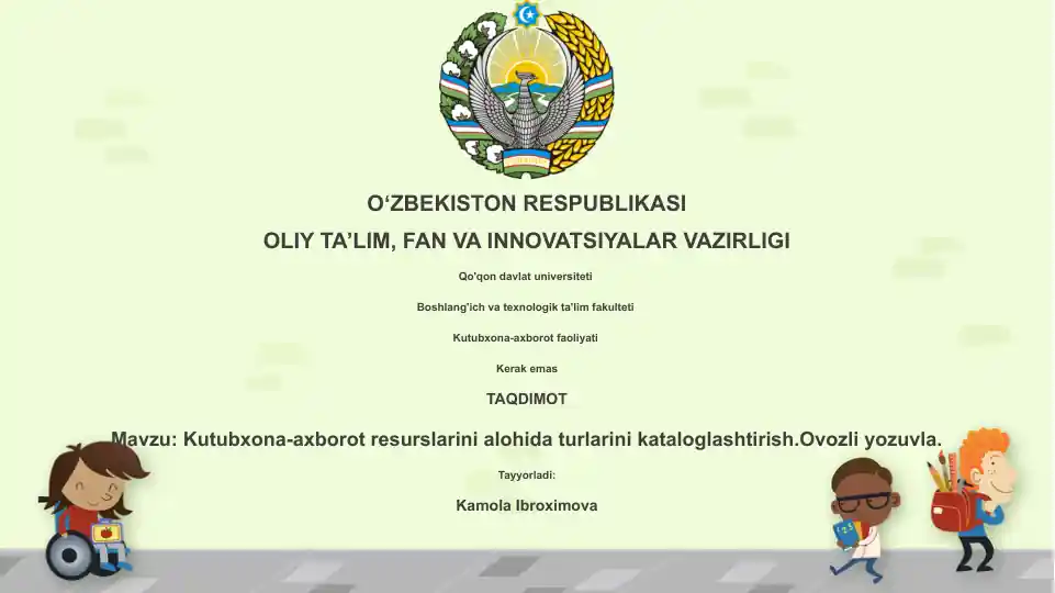 Kutubxona-axborot resurslarini kataloglashtirish