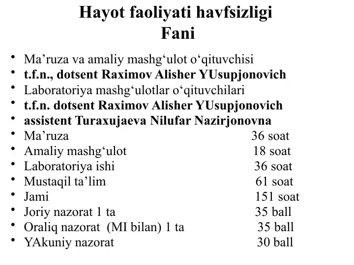 Hayot faoliyati havo-fasli fani