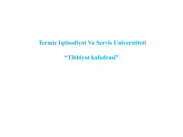 Kirish. Umumiy xirurgiya moduli maqsad va vazifalari