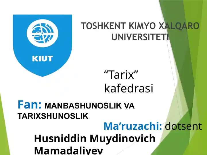 VI – VIII asrlarning tarixiy manbalari