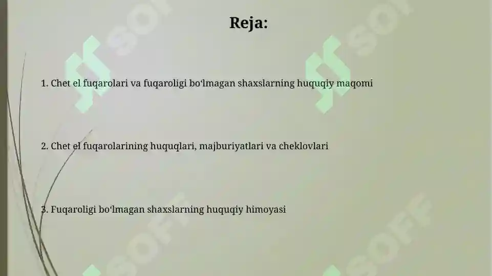 Chet El Rasm Chet el fuqarolari va fuqaroligi boʻlmagan shaxslarning huquqiy holati