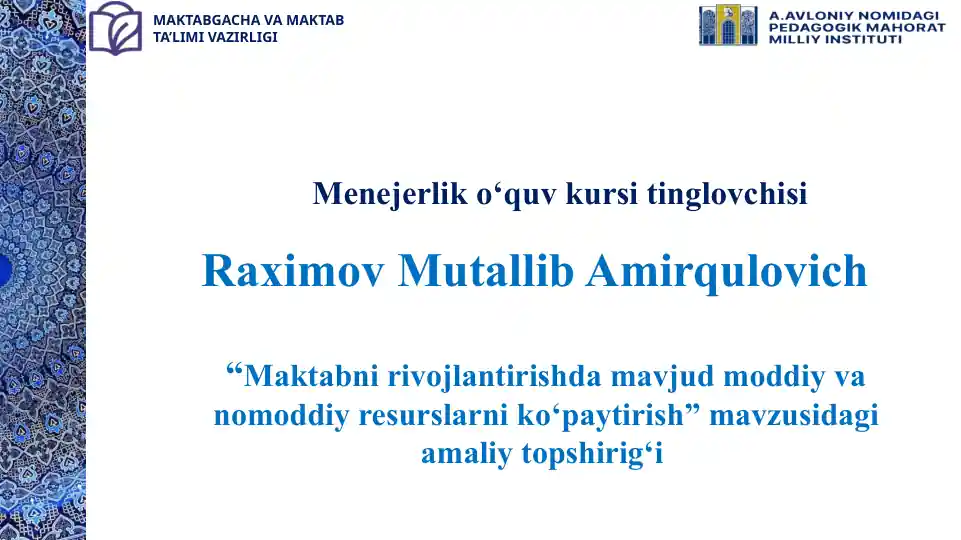 Menejerliko‘quv kursi tinglovchisi