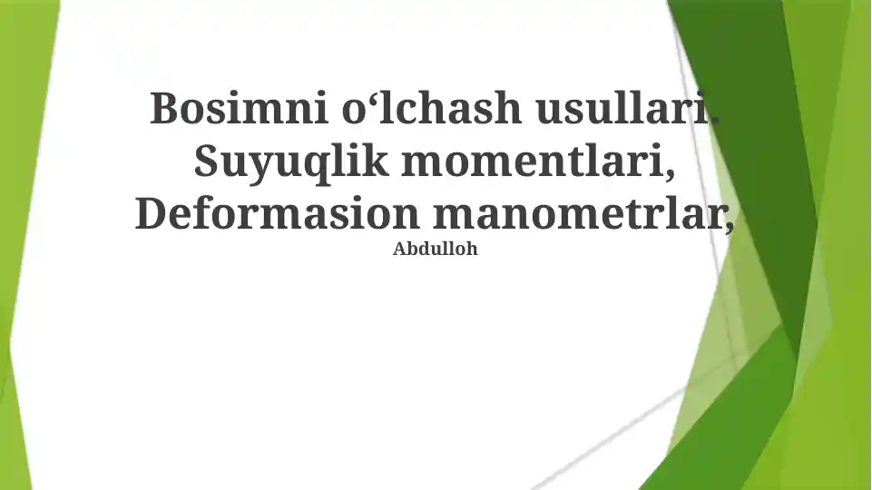 Suyuq Ustunli Manometrlar