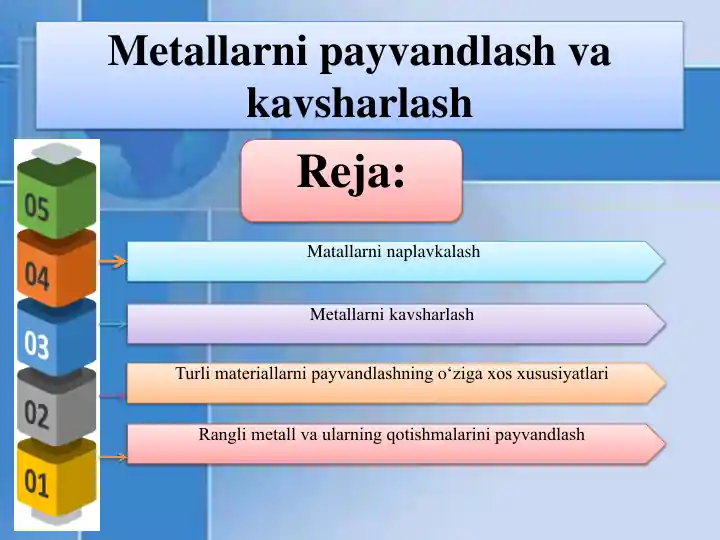 Metallarni payvandlash va kavsharlash
