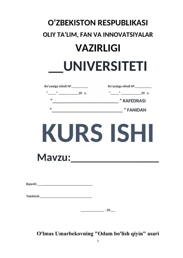 O‘lmas Umarbekovning "Odam bo‘lish qiyin" romani