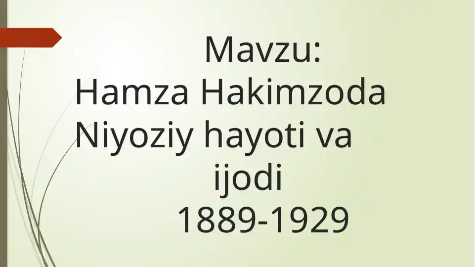 Hamza Hakimzoda Niyoziy hayoti