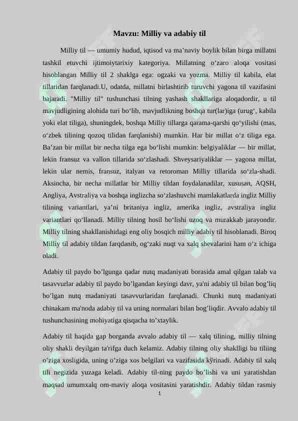 Milliy va adabiy til