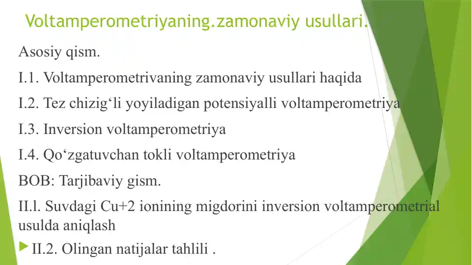 Voltamperometriyaning zamonaviy usullari