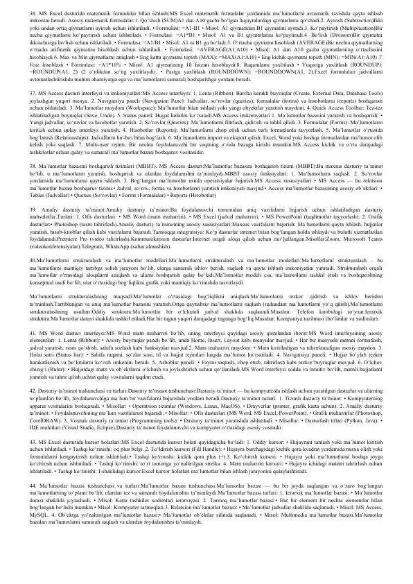 MS Access dasturi