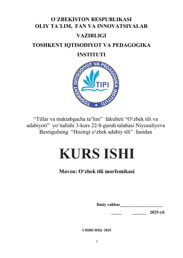 Oʻzbek tili morfemikasi
