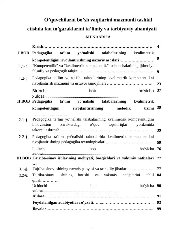 O’quvchilarni bo’sh vaqtlarini mazmunli tashkil etishda fan to’garaklarini ta’limiy va tarbiyaviy ahamiyati