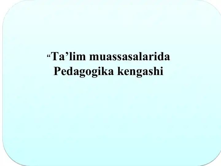 Tа’lim muаssаsаlаrida Pedаgоgikа kengаshi