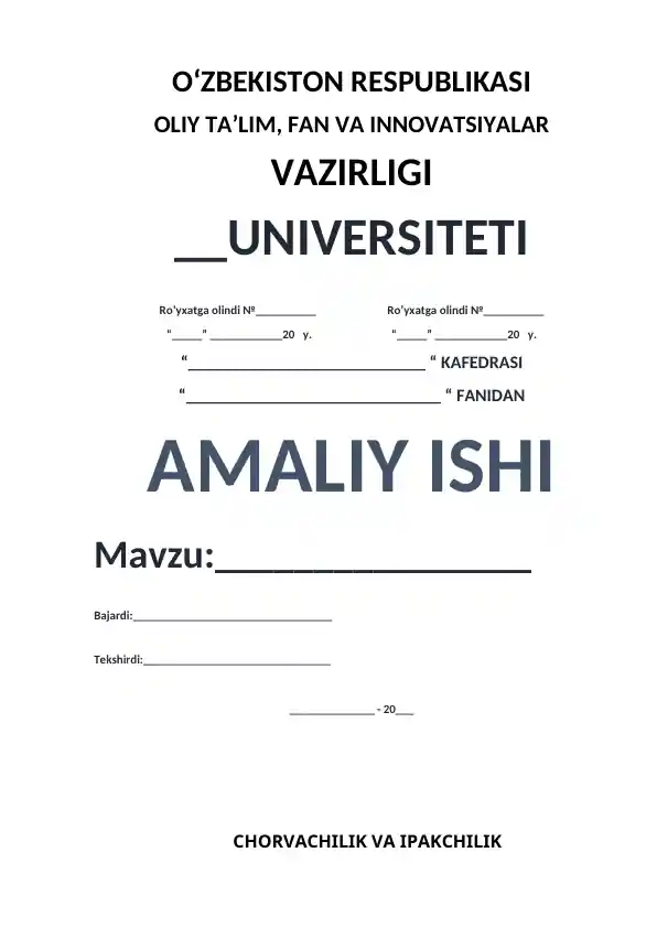 Qishloq xo‘jalik hayvonlarini ekstereri va tanasini o‘lchash bo‘yicha amaliy ish materiali