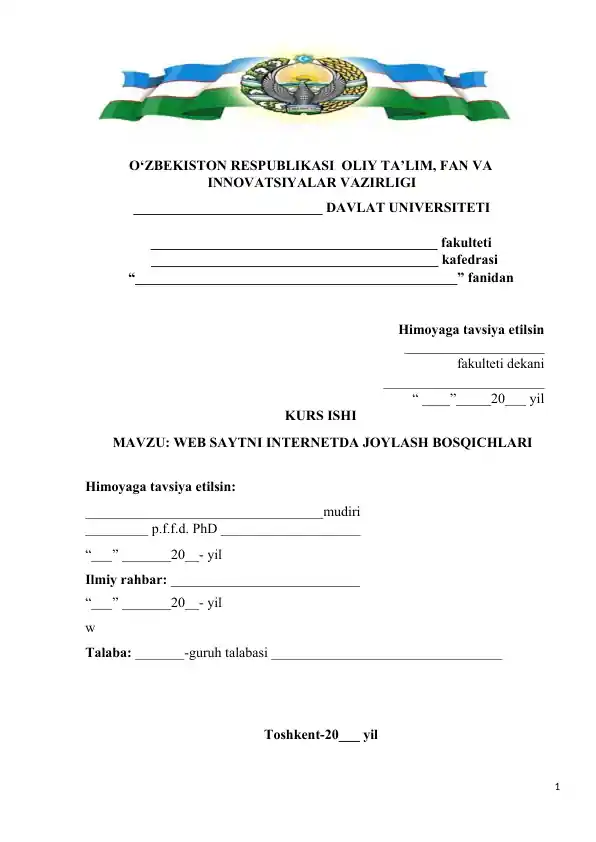 Web saytni Internetda joylash bosqichlari