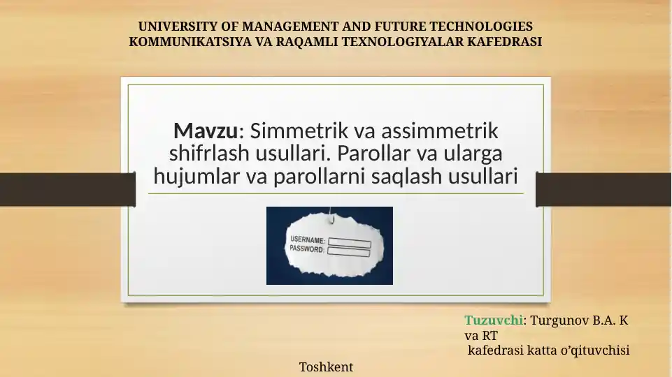 Parollar va ularning foydalanish usullari