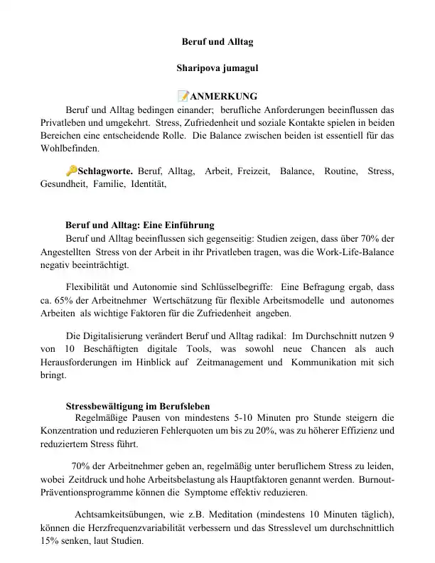 Beruf und Alltag