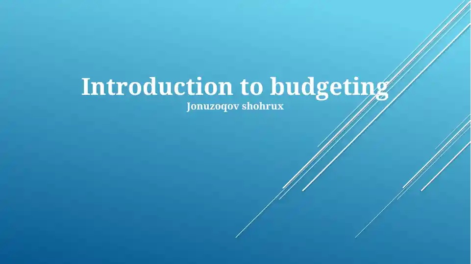 Introduction to budgeting