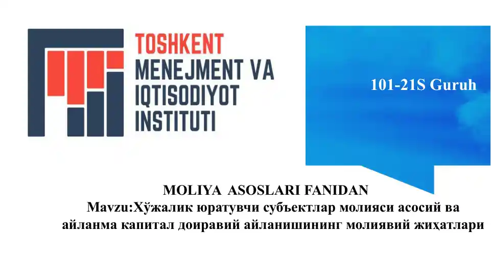 MOLIYA ASOSLARI FANIDAN