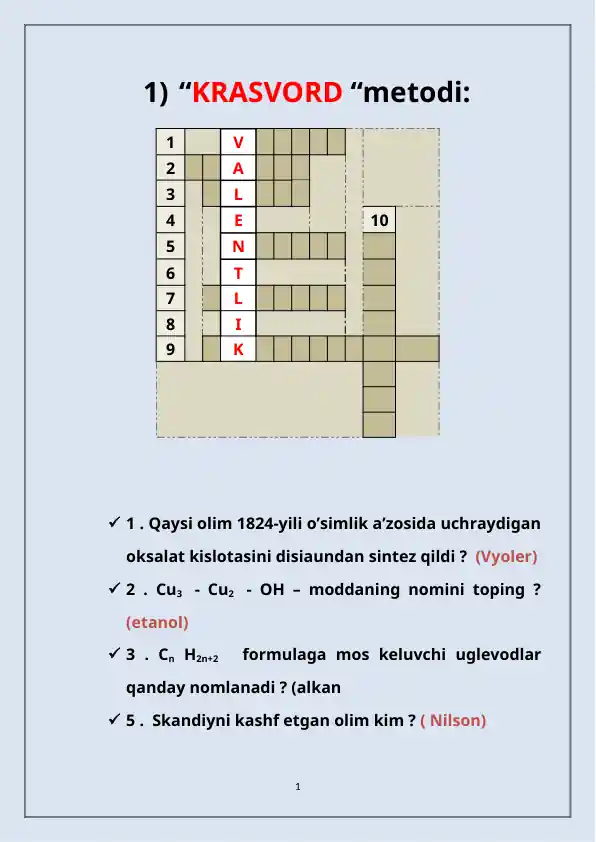 KRASVORD metodi