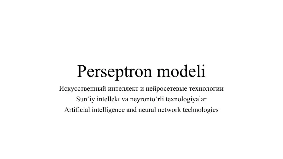 Perseptron modeli