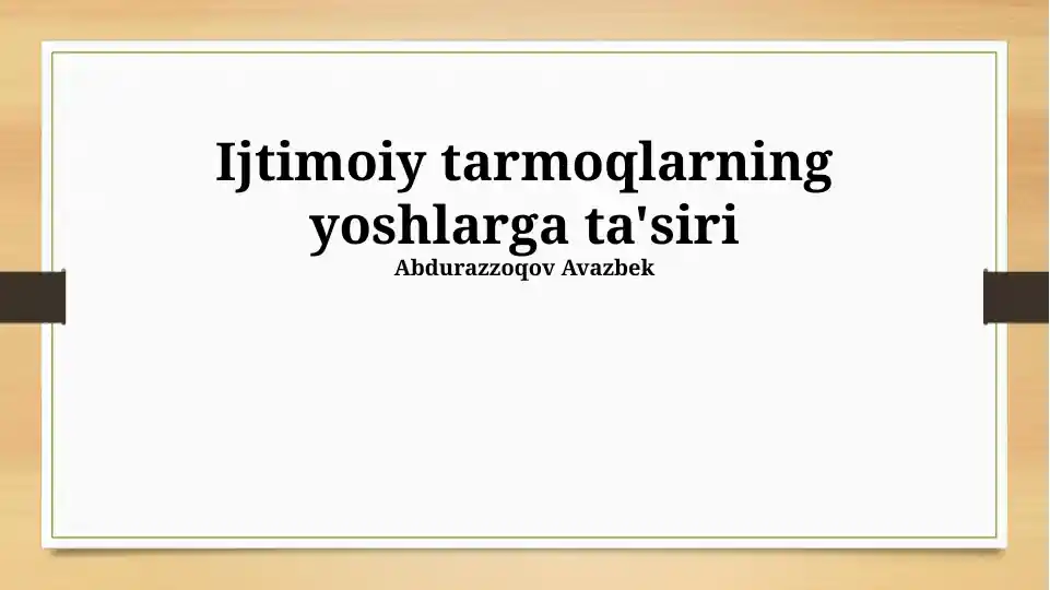 Yoshlarning ijtimoiy tarmoqlardan foydalanish statistikasi