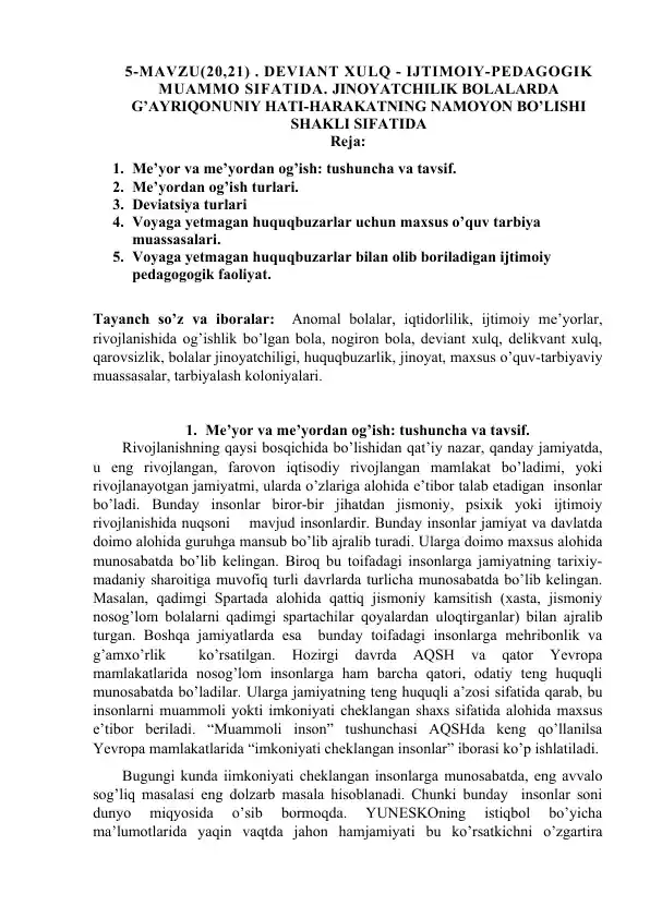 Deviant xulq - ijtimoiy-pedagogik muammo sifatida