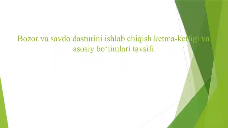 Bozor va savdo dasturini ishlab chiqish