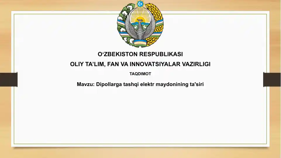 Dipollarga tashqi elektr maydonining ta'siri