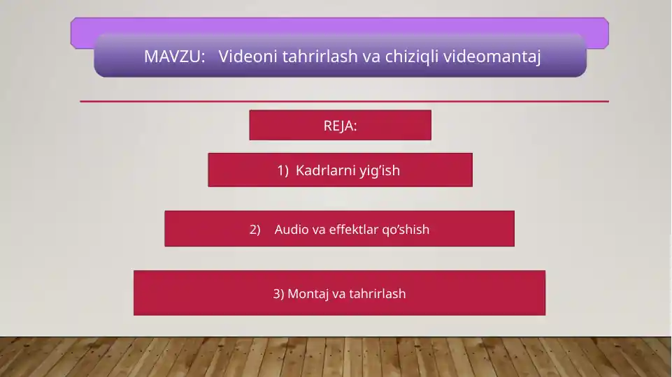 Videoni tahrirlash va chiziqli videomantaj