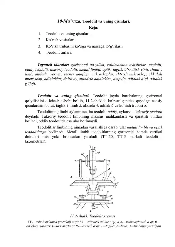 Teodolit va uning qismlari