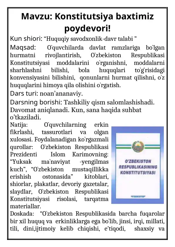 Konstitutsiya baxtimiz poydevori