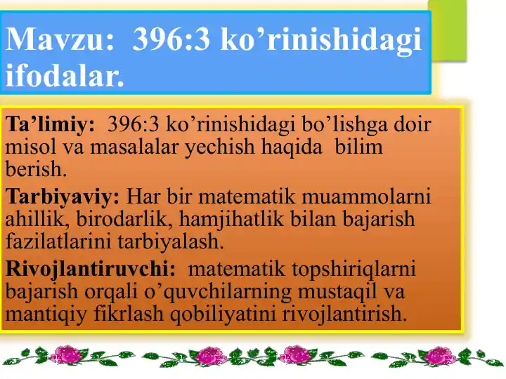 396:3-ko’rinishidagi ifodalar