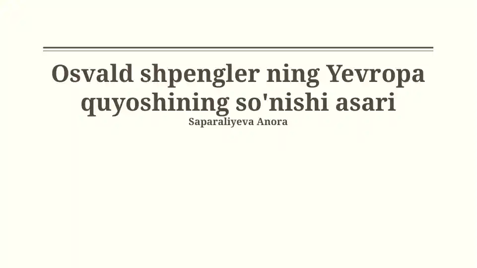 Yevropa quyoshining so'nishi asari